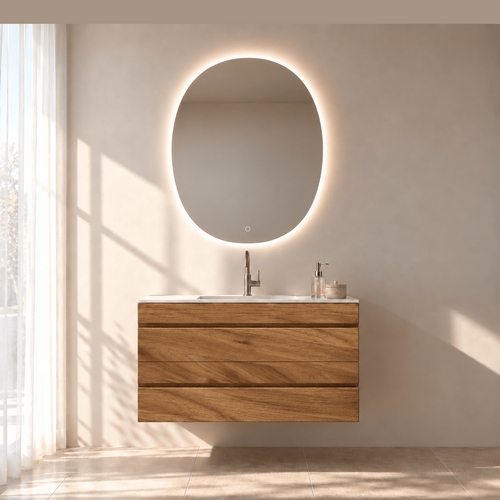 Aurora Curve - Integrated single sink basin unit & Cabinet With 2 Drawer vanity unit - ROVALUX