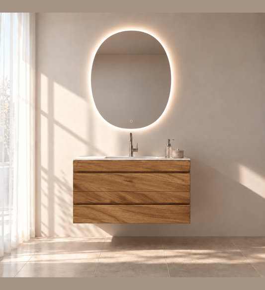 Aurora Curve - Integrated single sink basin unit & Cabinet With 2 Drawer vanity unit - ROVALUX