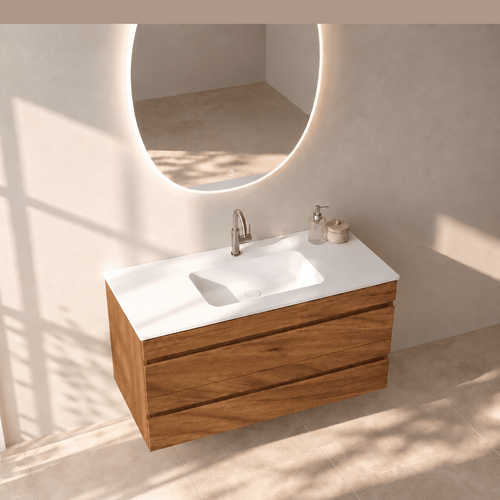 Aurora Curve - Integrated single sink basin unit & Cabinet With 2 Drawer vanity unit - ROVALUX