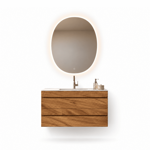 Aurora Curve - Integrated single sink basin unit & Cabinet With 2 Drawer vanity unit - ROVALUX