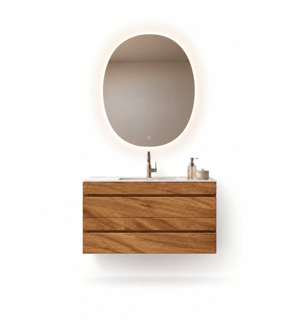 Aurora Curve - Integrated single sink basin unit & Cabinet With 2 Drawer vanity unit - ROVALUX