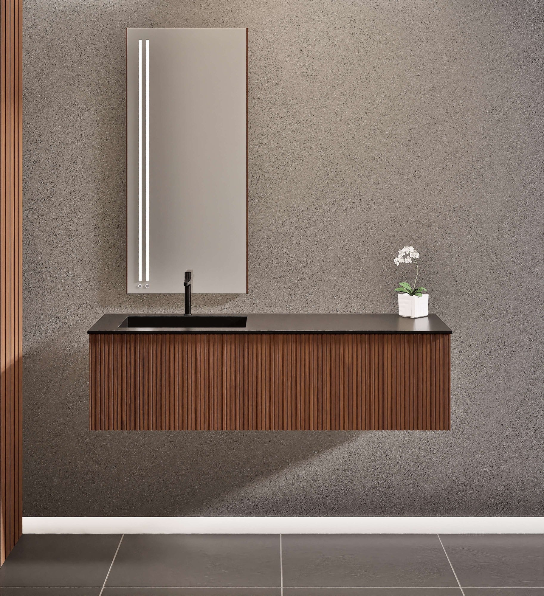 Fluvia Single Classic Set – Corian® Sink & Countertop with 1 Main Drawer & Concealed Inner Drawer - ROVALUX