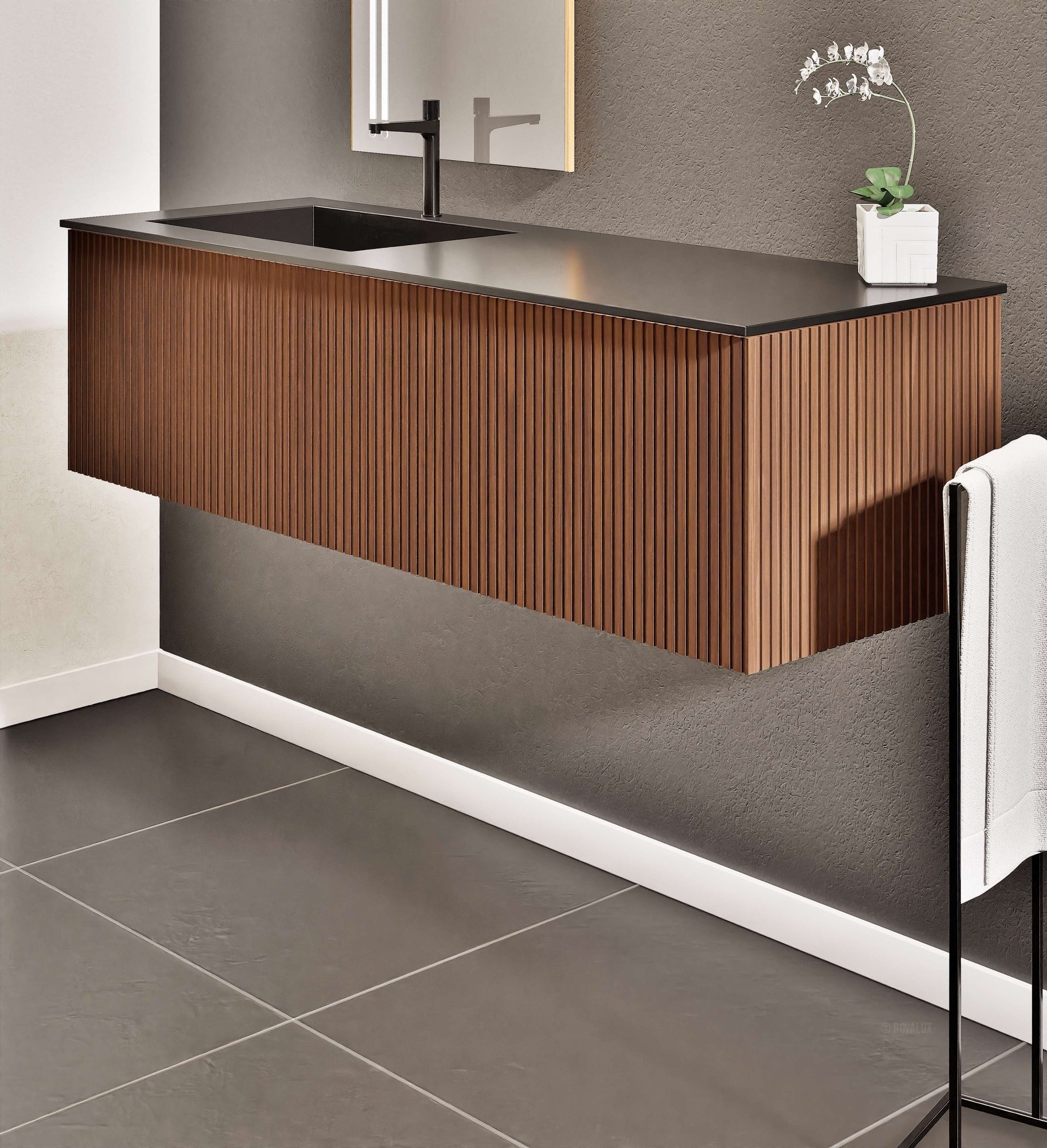 Fluvia Single Classic Set – Corian® Sink & Countertop with 1 Main Drawer & Concealed Inner Drawer - ROVALUX