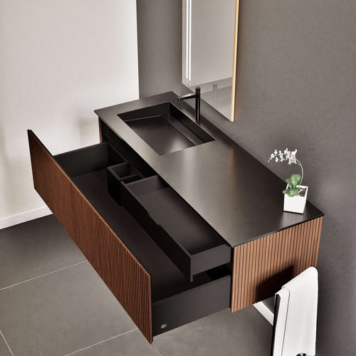 Fluvia Single Classic Set – Corian® Sink & Countertop with 1 Main Drawer & Concealed Inner Drawer - ROVALUX