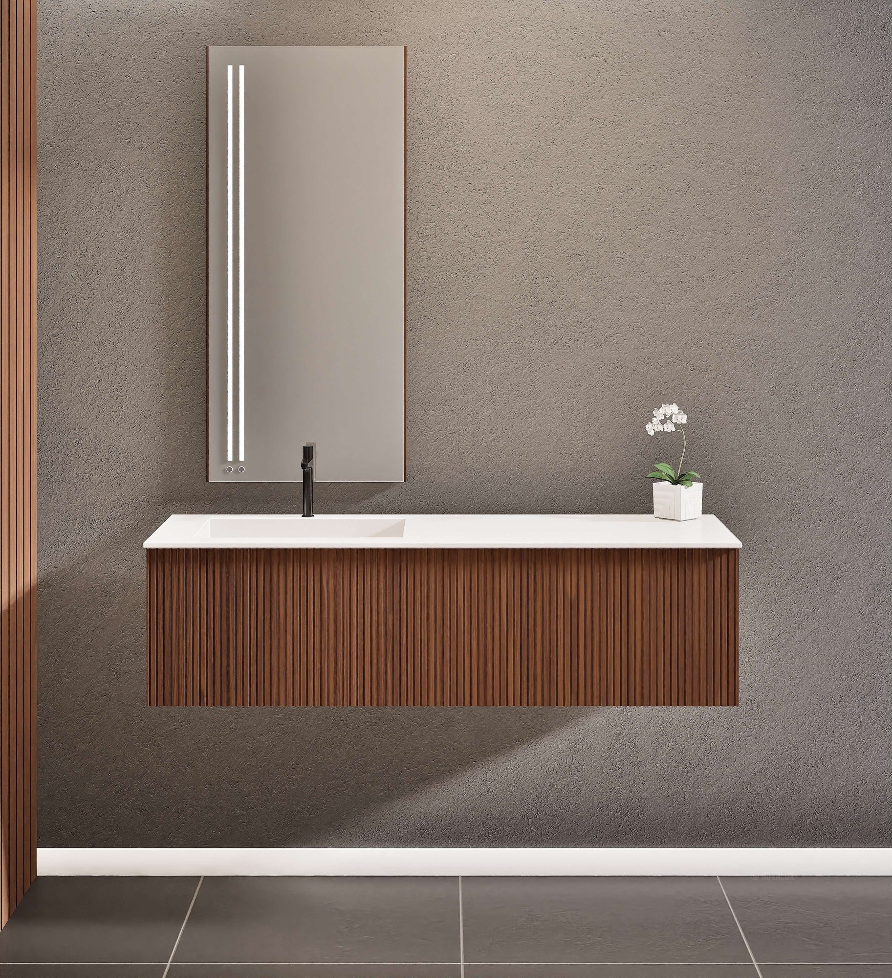 Fluvia Single Classic Set – Corian® Sink & Countertop with 1 Main Drawer & Concealed Inner Drawer - ROVALUX
