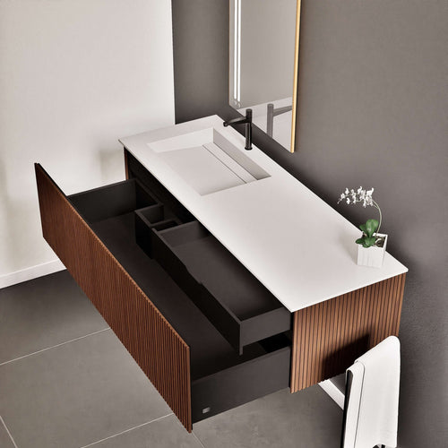 Fluvia Single Classic Set – Corian® Sink & Countertop with 1 Main Drawer & Concealed Inner Drawer - ROVALUX