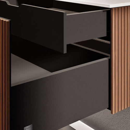 Fluvia Single Classic Set – Corian® Sink & Countertop with 1 Main Drawer & Concealed Inner Drawer - ROVALUX