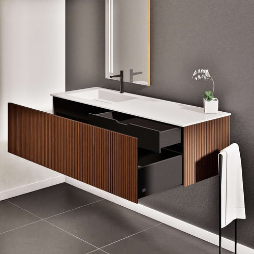 Fluvia Single Classic Set – Corian® Sink & Countertop with 1 Main Drawer & Concealed Inner Drawer - ROVALUX