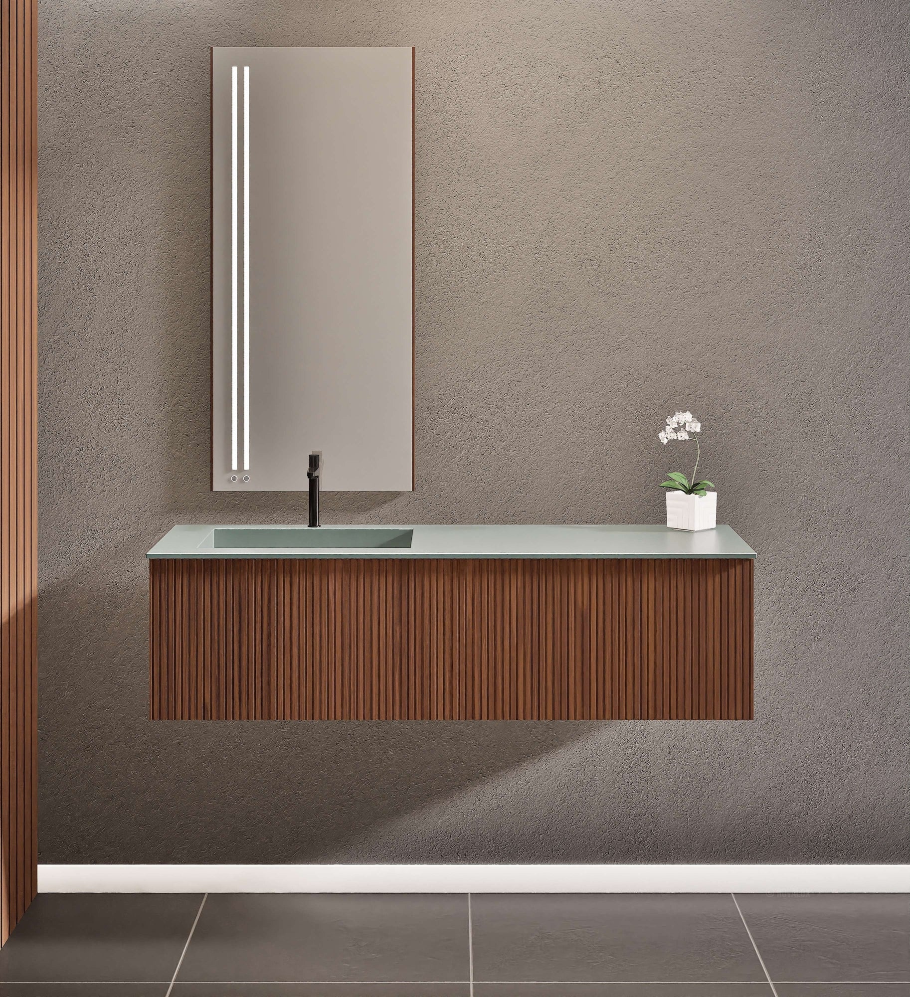 Fluvia Single Classic Set – Corian® Sink & Countertop with 1 Main Drawer & Concealed Inner Drawer - ROVALUX