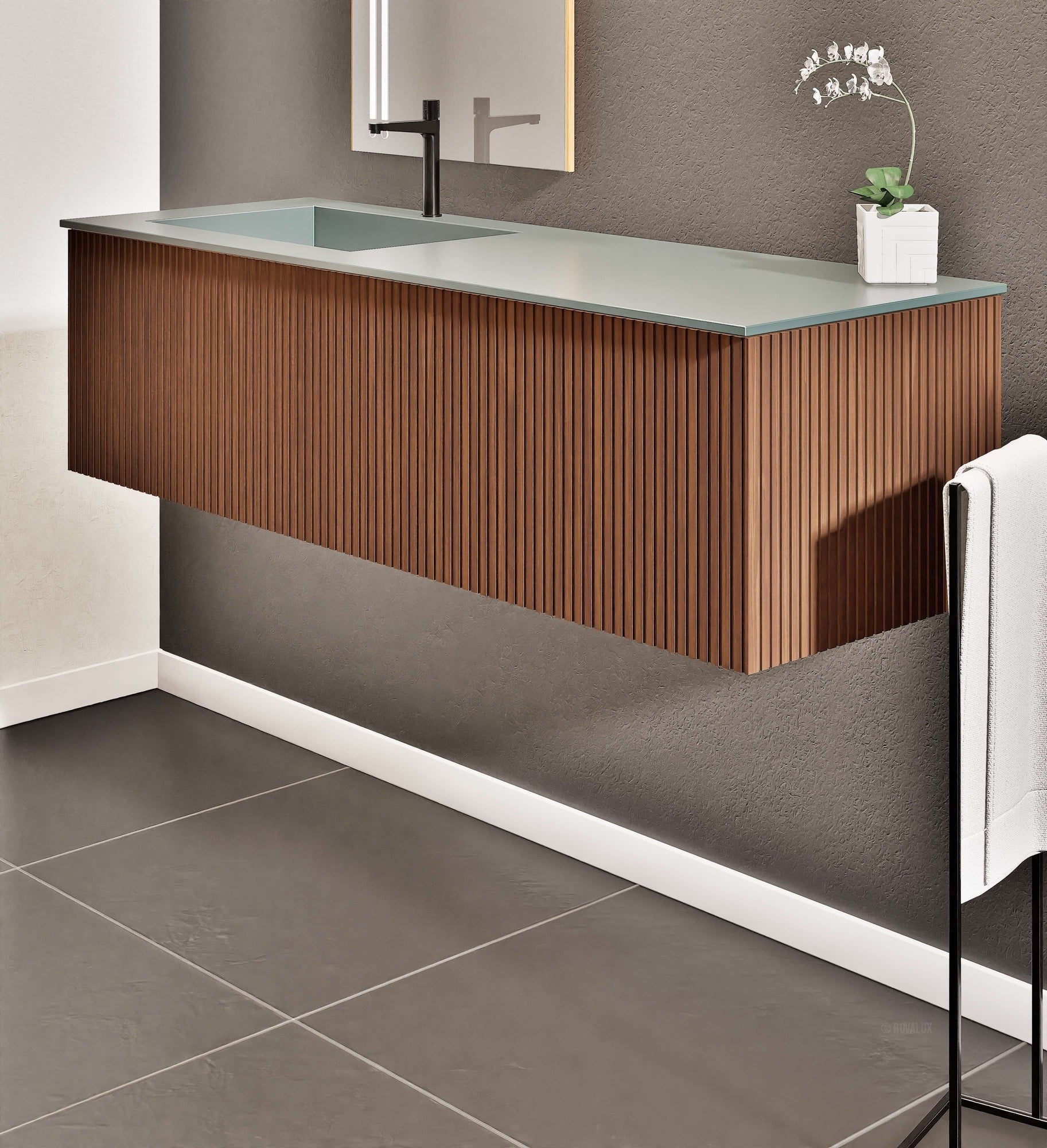 Fluvia Single Classic Set – Corian® Sink & Countertop with 1 Main Drawer & Concealed Inner Drawer - ROVALUX