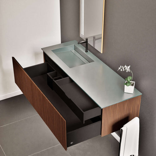 Fluvia Single Classic Set – Corian® Sink & Countertop with 1 Main Drawer & Concealed Inner Drawer - ROVALUX