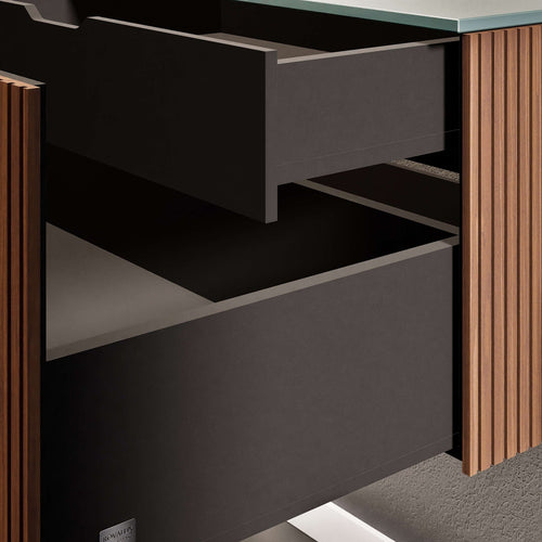 Fluvia Single Classic Set – Corian® Sink & Countertop with 1 Main Drawer & Concealed Inner Drawer - ROVALUX