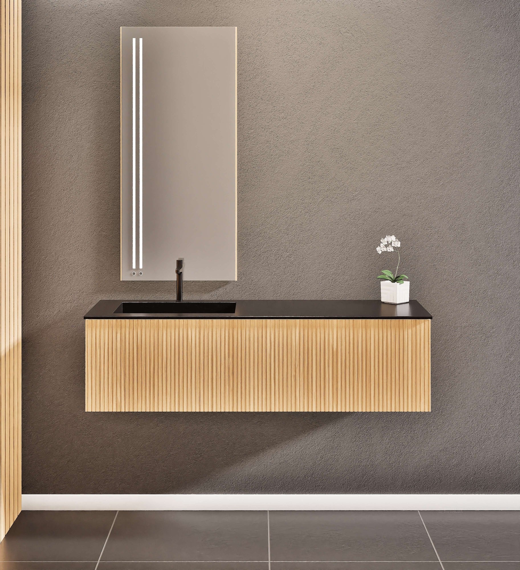 Fluvia Single Classic Set – Corian® Sink & Countertop with 1 Main Drawer & Concealed Inner Drawer - ROVALUX