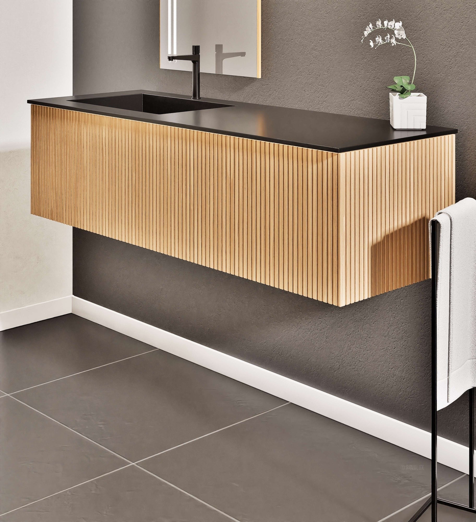 Fluvia Single Classic Set – Corian® Sink & Countertop with 1 Main Drawer & Concealed Inner Drawer - ROVALUX