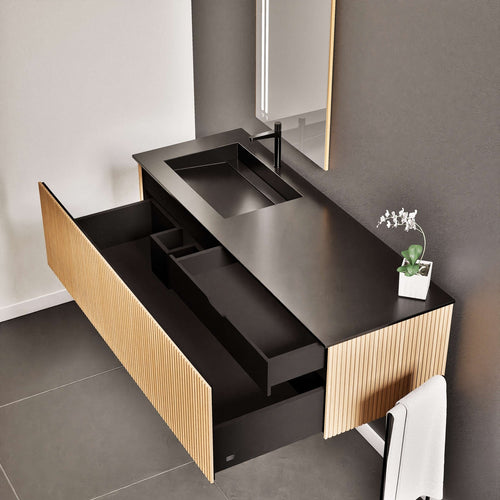 Fluvia Single Classic Set – Corian® Sink & Countertop with 1 Main Drawer & Concealed Inner Drawer - ROVALUX