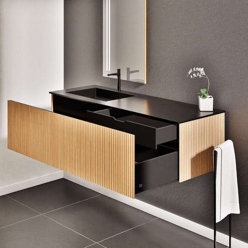 Fluvia Single Classic Set – Corian® Sink & Countertop with 1 Main Drawer & Concealed Inner Drawer - ROVALUX