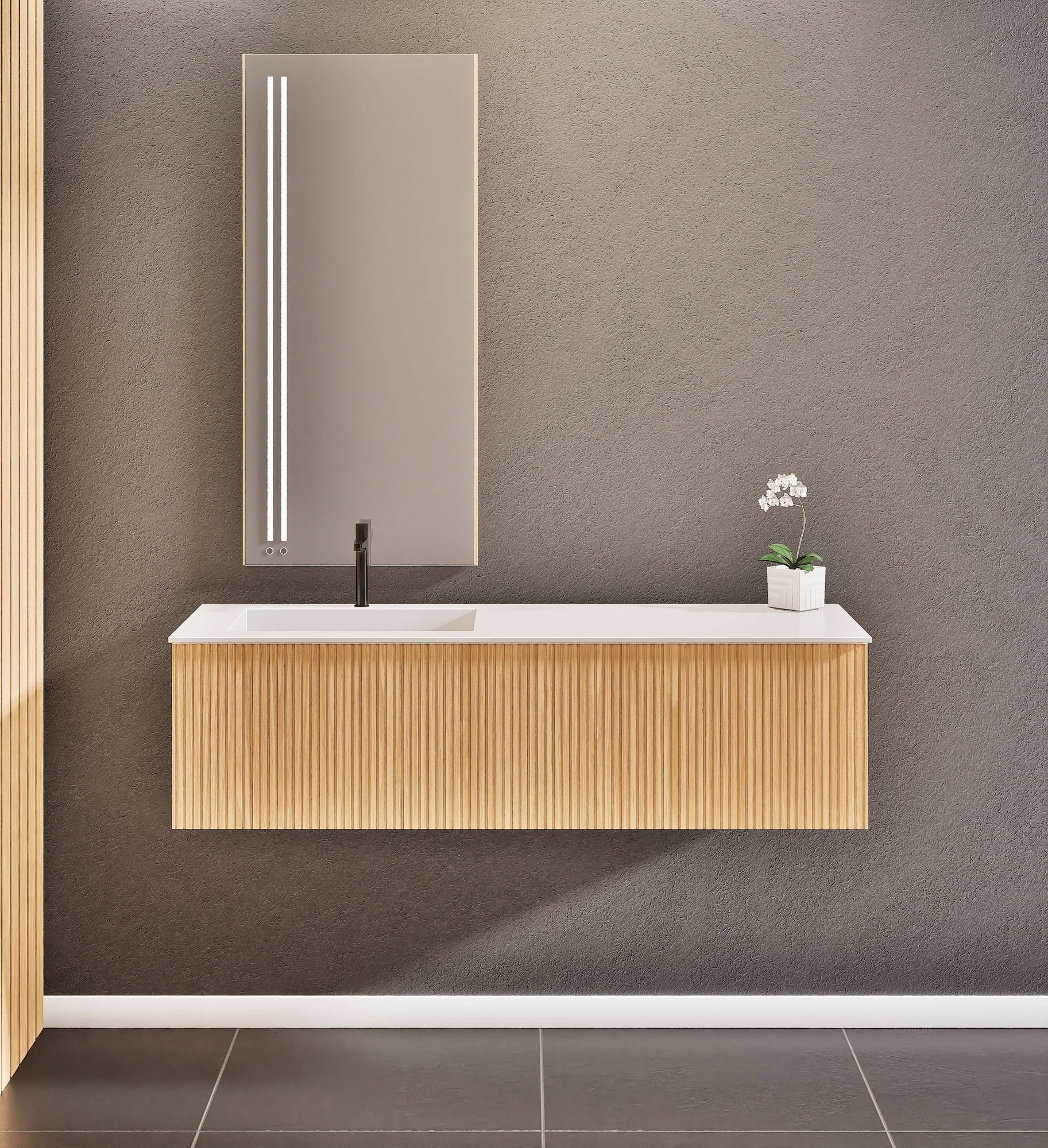 Fluvia Single Classic Set – Corian® Sink & Countertop with 1 Main Drawer & Concealed Inner Drawer - ROVALUX