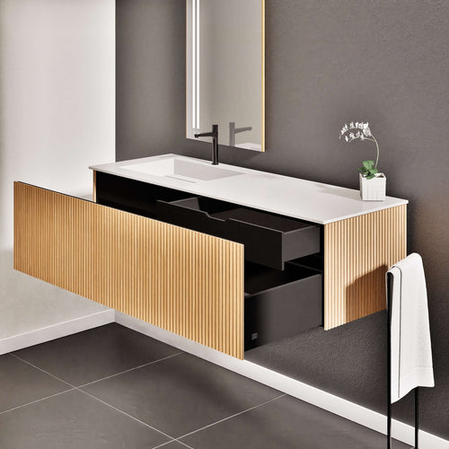 Fluvia Single Classic Set – Corian® Sink & Countertop with 1 Main Drawer & Concealed Inner Drawer - ROVALUX