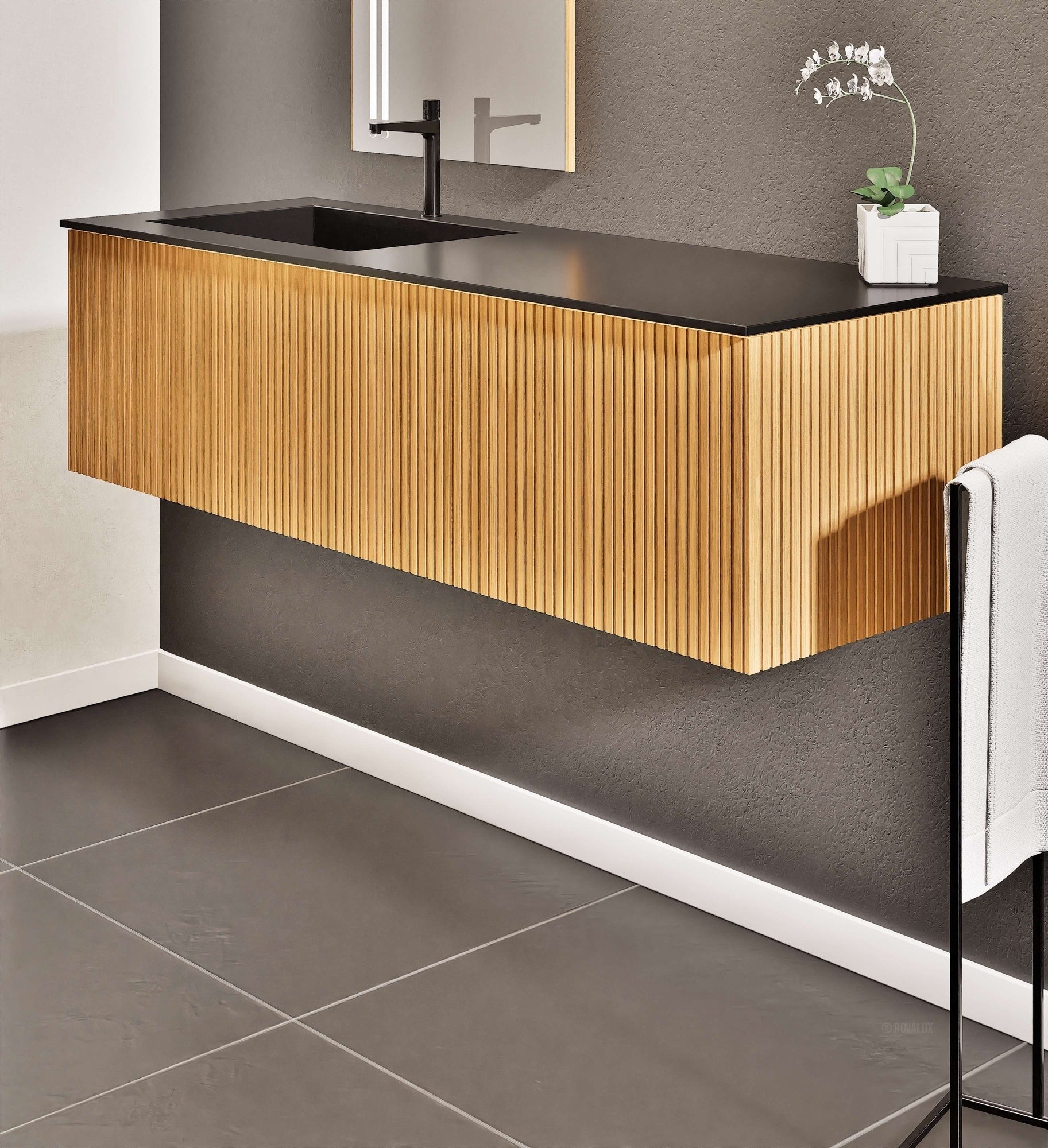 Fluvia Single Classic Set – Corian® Sink & Countertop with 1 Main Drawer & Concealed Inner Drawer - ROVALUX