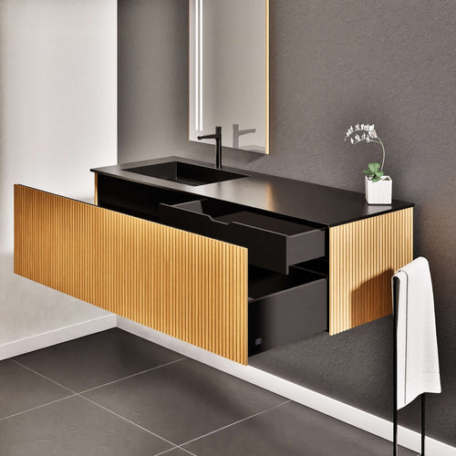 Fluvia Single Classic Set – Corian® Sink & Countertop with 1 Main Drawer & Concealed Inner Drawer - ROVALUX