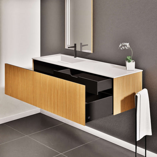 Fluvia Single Classic Set – Corian® Sink & Countertop with 1 Main Drawer & Concealed Inner Drawer - ROVALUX