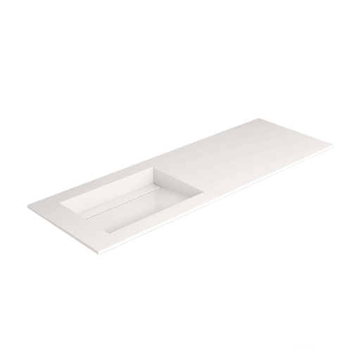 Fluvia – Corian® Basin Unit with 1 Drawer and Inner Pull-Out Drawer, Left Side Wall-Mounted with Support Feet - ROVALUX
