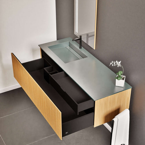 Fluvia Single Classic Set – Corian® Sink & Countertop with 1 Main Drawer & Concealed Inner Drawer - ROVALUX
