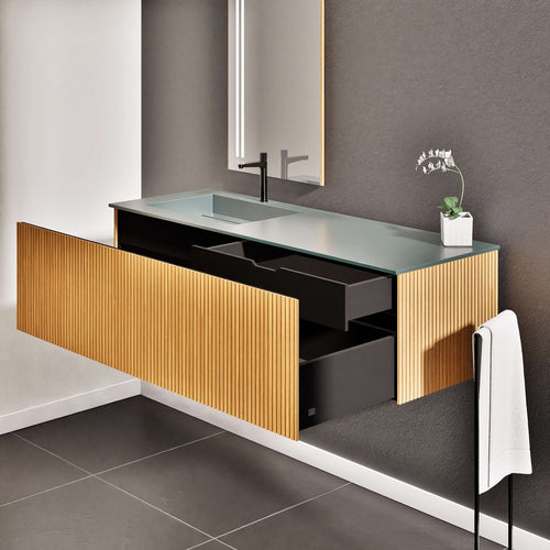 Fluvia Single Classic Set – Corian® Sink & Countertop with 1 Main Drawer & Concealed Inner Drawer - ROVALUX