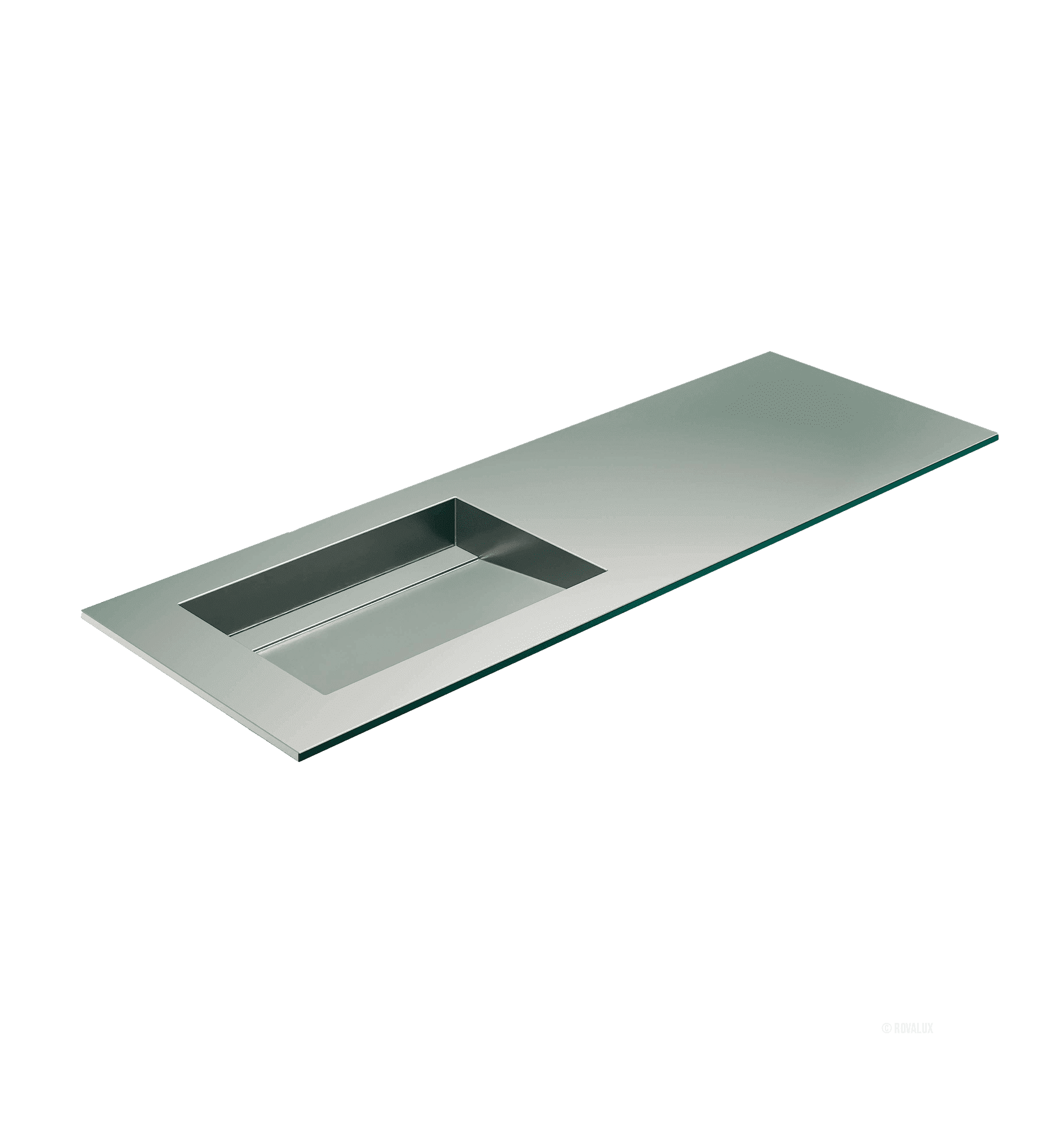 Fluvia – Corian® Basin Unit with 1 Drawer and Inner Pull-Out Drawer, Left Side Wall-Mounted with Support Feet - ROVALUX