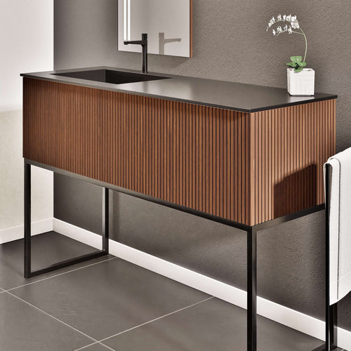 Fluvia Single Classic Set With Supporting Legs – Corian® Sink & Countertop with 1 Main Drawer & Concealed Inner Drawer Copy - ROVALUX