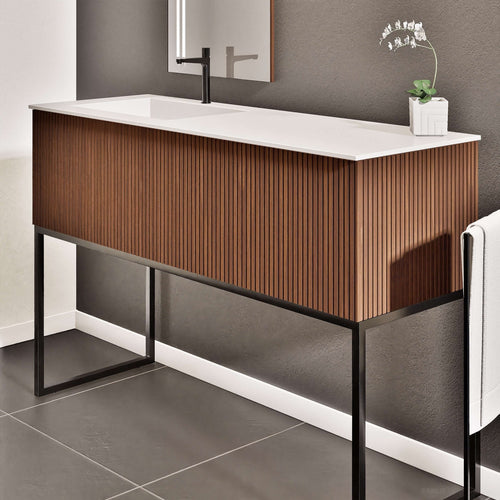 Fluvia Single Classic Set With Supporting Legs – Corian® Sink & Countertop with 1 Main Drawer & Concealed Inner Drawer Copy - ROVALUX