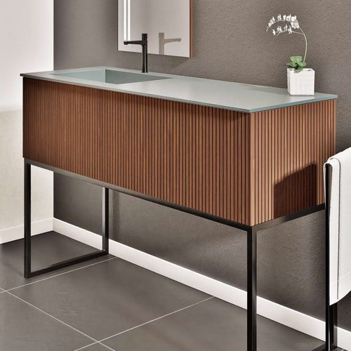 Fluvia Single Classic Set With Supporting Legs – Corian® Sink & Countertop with 1 Main Drawer & Concealed Inner Drawer Copy - ROVALUX