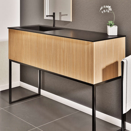 Fluvia Single Classic Set With Supporting Legs – Corian® Sink & Countertop with 1 Main Drawer & Concealed Inner Drawer Copy - ROVALUX