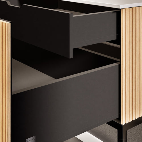 Fluvia Single Classic Set With Supporting Legs – Corian® Sink & Countertop with 1 Main Drawer & Concealed Inner Drawer Copy - ROVALUX