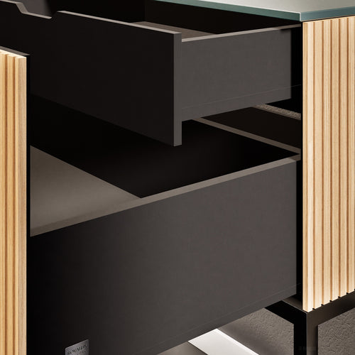 Fluvia Single Classic Set With Supporting Legs – Corian® Sink & Countertop with 1 Main Drawer & Concealed Inner Drawer Copy - ROVALUX