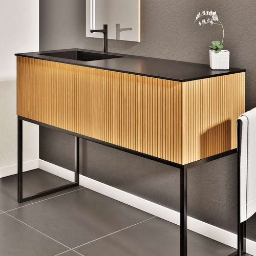 Fluvia Single Classic Set With Supporting Legs – Corian® Sink & Countertop with 1 Main Drawer & Concealed Inner Drawer Copy - ROVALUX