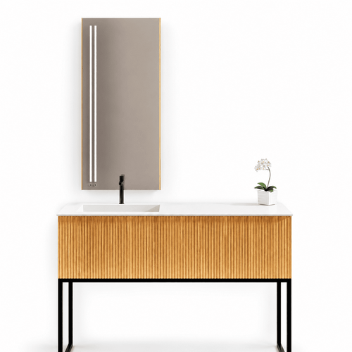 Fluvia – Corian® Basin Unit with 1 Drawer and Inner Pull-Out Drawer, Feet-Standing Vanity - ROVALUX