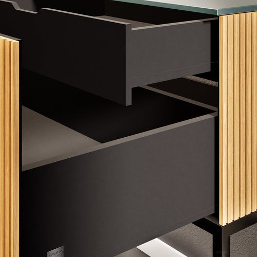 Fluvia Single Classic Set With Supporting Legs – Corian® Sink & Countertop with 1 Main Drawer & Concealed Inner Drawer Copy - ROVALUX