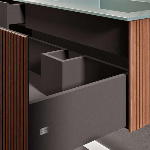 Fluvia Single Left Wall Set – Corian® Sink & Countertop with 1 Main Drawer & Concealed Inner Drawer - ROVALUX