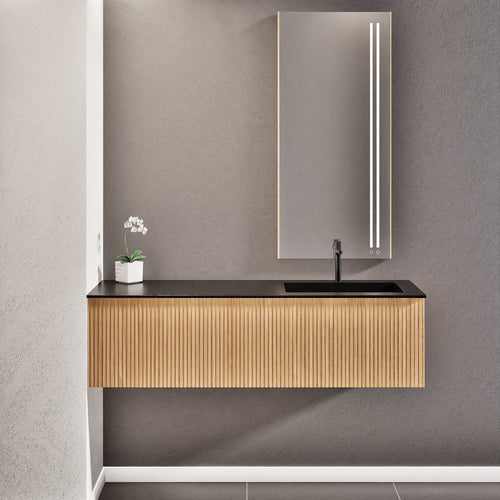 Fluvia Single Left Wall Set – Corian® Sink & Countertop with 1 Main Drawer & Concealed Inner Drawer - ROVALUX