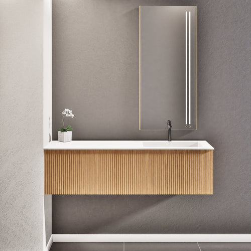 Fluvia Single Left Wall Set – Corian® Sink & Countertop with 1 Main Drawer & Concealed Inner Drawer - ROVALUX