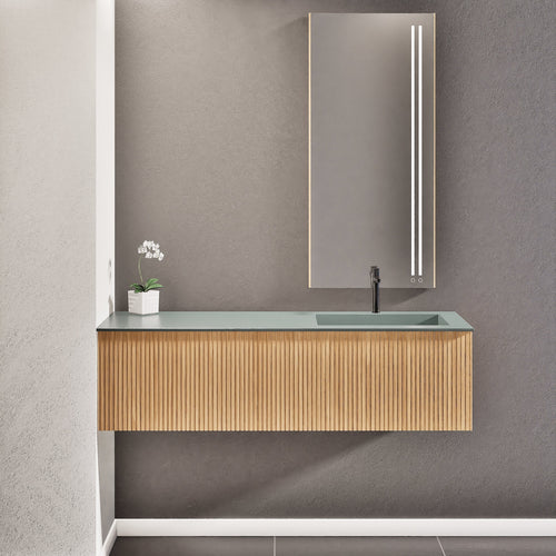 Fluvia Single Left Wall Set – Corian® Sink & Countertop with 1 Main Drawer & Concealed Inner Drawer - ROVALUX