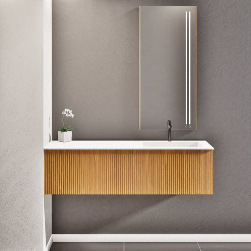 Fluvia Single Left Wall Set – Corian® Sink & Countertop with 1 Main Drawer & Concealed Inner Drawer - ROVALUX