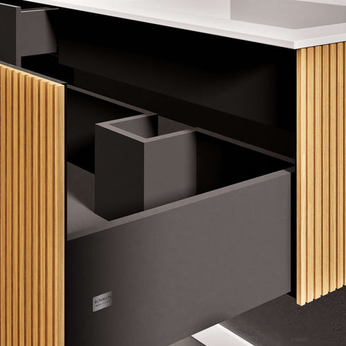 Fluvia Single Left Wall Set – Corian® Sink & Countertop with 1 Main Drawer & Concealed Inner Drawer - ROVALUX