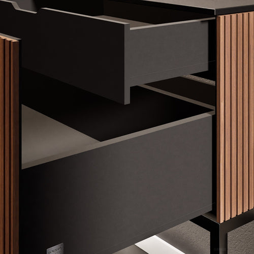 Fluvia Single Left Wall Set with Supporting Legs – Corian® Sink & Countertop with 1 Main Drawer & Concealed Inner Drawer - ROVALUX