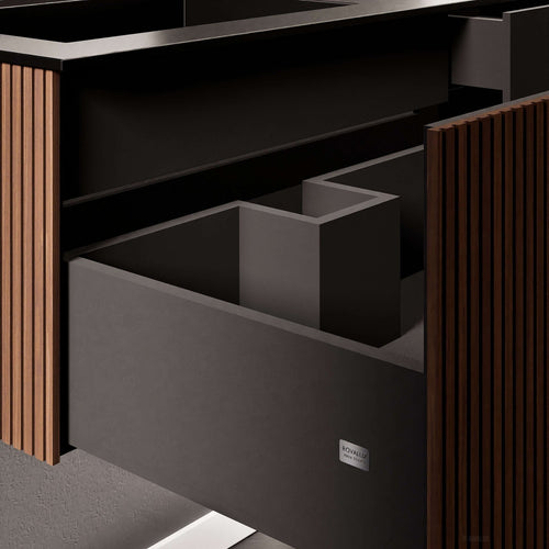 Fluvia Single Right Wall Set – Corian® Sink & Countertop with 1 Main Drawer & Concealed Inner Drawer - ROVALUX