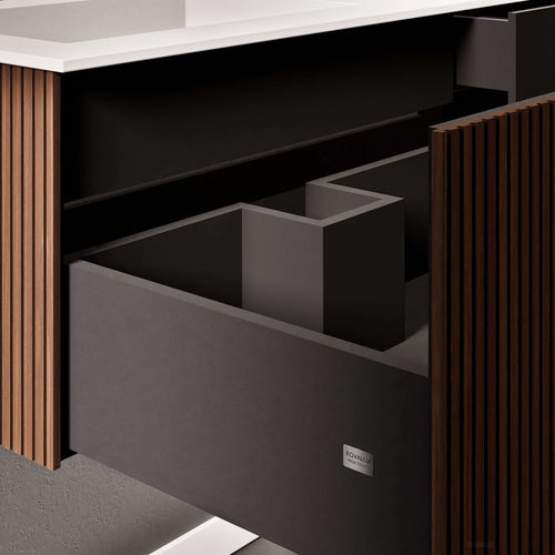 Fluvia Single Right Wall Set – Corian® Sink & Countertop with 1 Main Drawer & Concealed Inner Drawer - ROVALUX