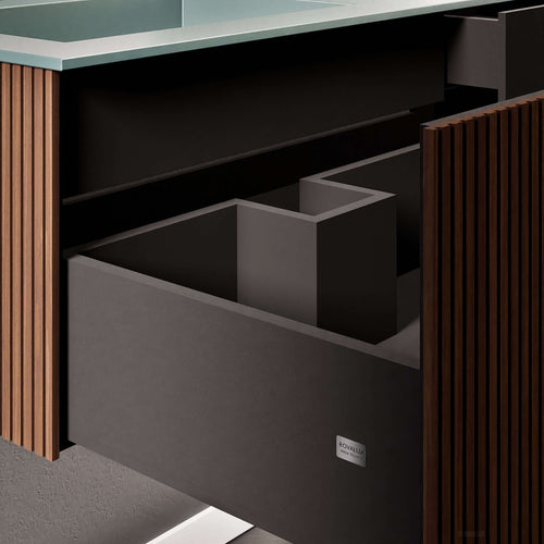 Fluvia Single Right Wall Set – Corian® Sink & Countertop with 1 Main Drawer & Concealed Inner Drawer - ROVALUX
