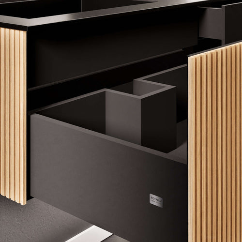 Fluvia Single Right Wall Set – Corian® Sink & Countertop with 1 Main Drawer & Concealed Inner Drawer - ROVALUX