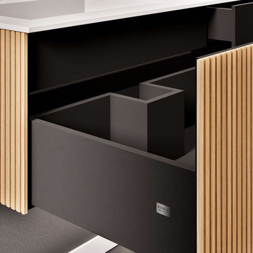 Fluvia Single Right Wall Set – Corian® Sink & Countertop with 1 Main Drawer & Concealed Inner Drawer - ROVALUX